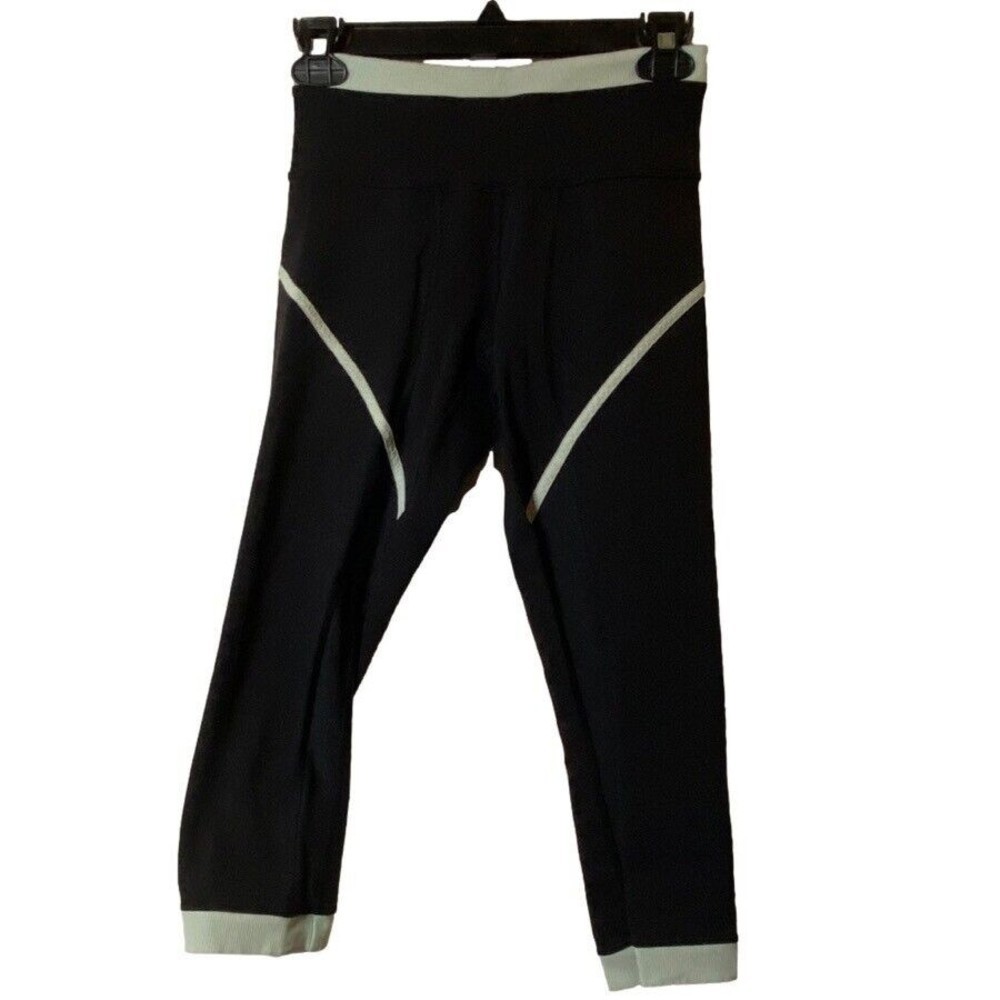 Lululemon Roll Out Crop Black / Fresh Teal Sz 4‎